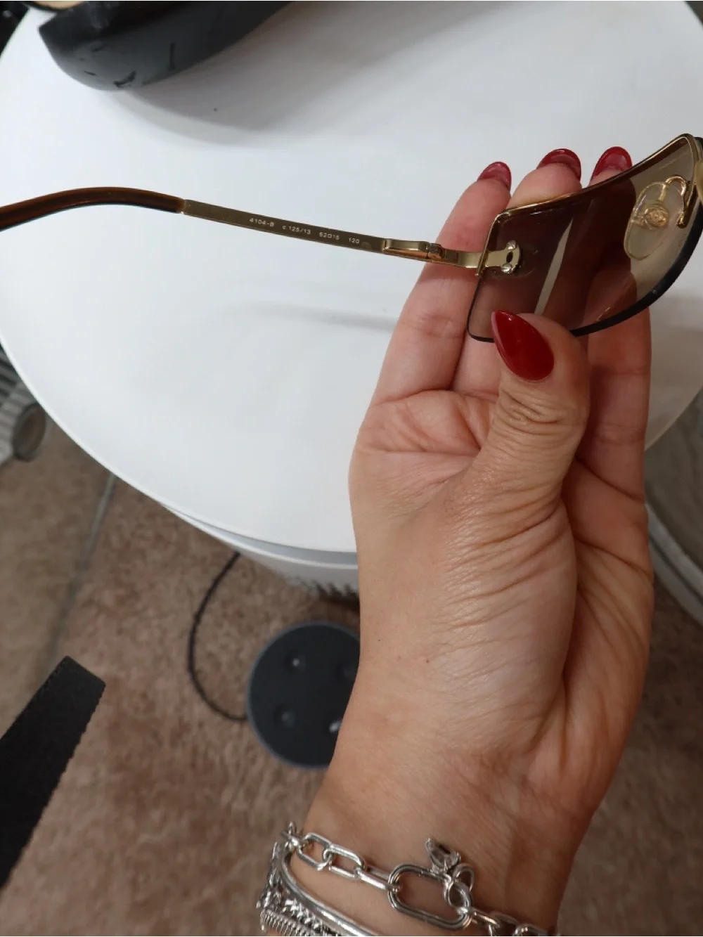 CHANEL Brown Rimless Sunglasses with Gold CC Accents